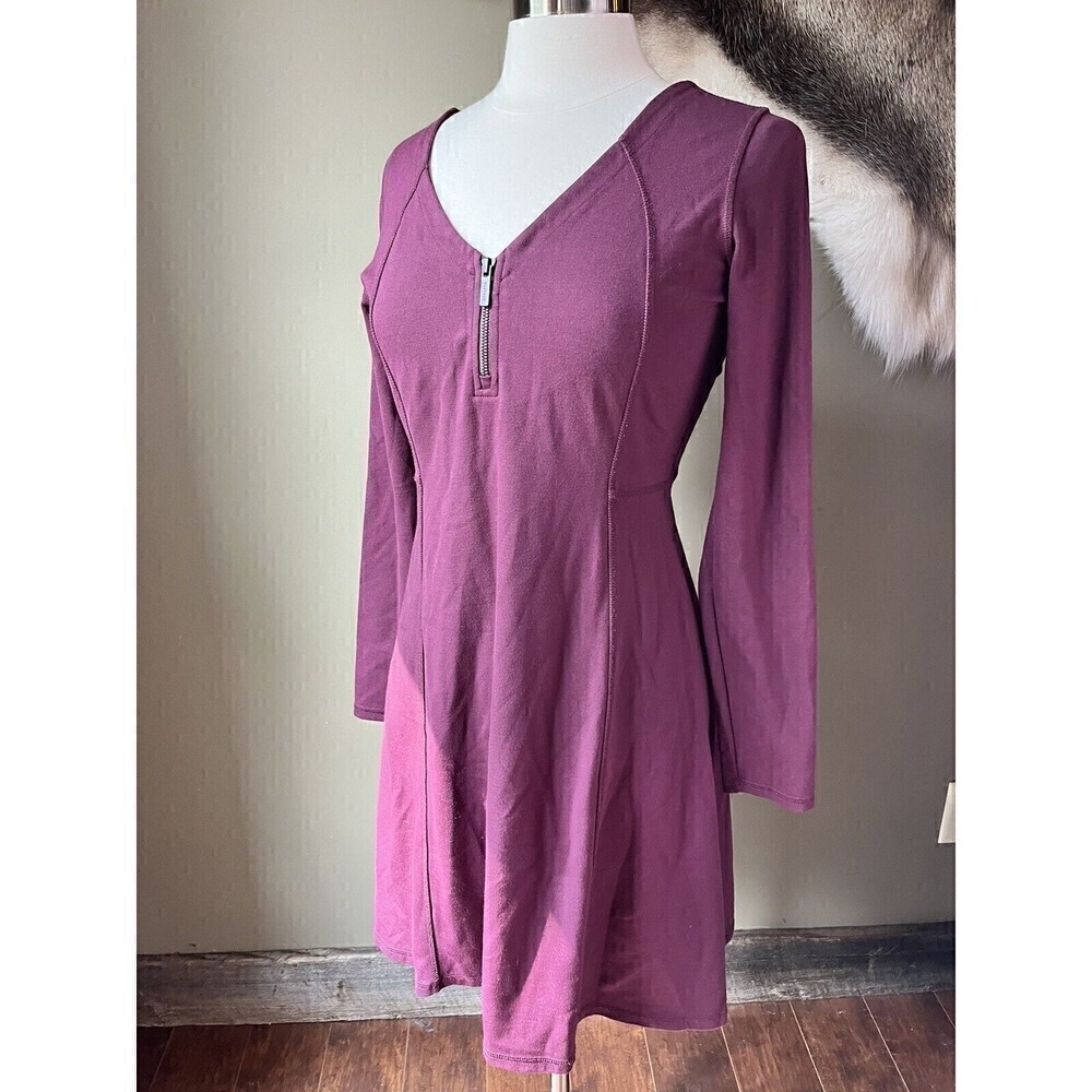 Athleta Womens Maroon Long Sleeve A-Line Dress Size Small